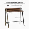 2 Tier Computer Desk Rustic Brown 100cm Metal Frame Table with Storage Shelf