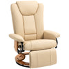 Recliner Chair with Footrest, Manual Reclining Armchair with Wooden Base, Beige