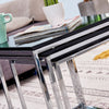 Nest Of 3 Nested Nesting Tables Side End Coffee Table Glass/Wood for Living Room