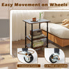 3-Tier Printer Cart with Storage Shelves & Locking Wheels-Brown