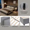 4ft6 Double Slatted Bed Frame, Headboard with Charging Port and Lighting Grey