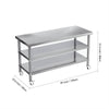 59"x23.6"Stainless Steel Work Bench Commercial Catering Table Food Prep w/Wheels