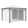 Gazebo with Curtain & LED String Lights 3x3 m Cream Aluminium