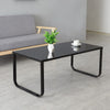 Black Tempered Glass Top Rectangle Coffee Table Side Table End Table Metal Leg