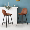 2 pcs Brown PU Bar Stools Breakfast Chairs Dining Chair High Legs Kitchen Padded