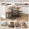 5-Piece Dining Table Set Metal Frame Kitchen Table and 4 Stools Space Saving