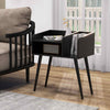 Bedroom End Table Mid Century Modern Nightstand with Open Shelves-Black
