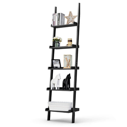 5-Tier Freestanding Ladder Shelf Decorative Plant Flower Stand Bookshelf Black