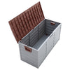 Brown&Grey 290L Plastic Storage Box Patio Gardening Tools Chest Box with Wheels