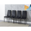 Set of 4 Black Dining Chairs Set Padded Seat Metal Legs Kitchen Home Furniture