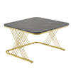 Square Nesting Coffee Table Set of 2, Stacking End Side Table with Metal Frame