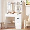 4 Drawers Vanity Table Set White Dressing Table with Mirror and 10 LED Bulbs NEW