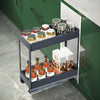2/3Tier Pull Out Aluminum Basket Kitchen Cabinet Larder Organizer Cupboard Units