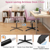 Mid Back Swivel Task Chair Bedroom Adjustable Criss Cross Legged Chair-Pink
