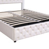 Ottoman Storage Bed Gas Lift 4ft6 Double Wooden Bed Frame With LED Light White