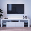 TV Stand White Modern Entertainment Units Living Room 2 Drawers with LED Lights