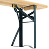 Outdoor Wooden Folding Beer Table Bench Set Trestle Garden Steel Leg w/ Backrest