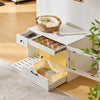 White Cat Litter Box Enclosure, Hidden Litter Box Furniture,4 Drawers,W/LED