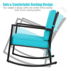 Wicker Rocking Chair Heavy-Duty Steel Patio Rattan Rocker Chair-Turquoise