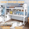 Single Pinewood Loft Bed Frame High Sleeper Bunk Bed w/ Storage Stair Study Desk