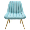 Modern Accent Chair Pinstripe Leaning Back Velvet Leisure Armchair Metal Legs