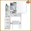Dressing Table with Sliding LED Mirror 4 Drawers Stool Makeup Desk Vanity Set