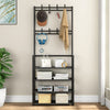 Black Metal Clothes Rail Rack Garment Stand Corner Open Wardrobe with Shelf