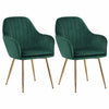 2X Dining Chairs Velvet Set Padded Seat Gold Metal Leg Kitchen Chair Home Office