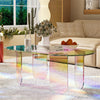 Acrylic Coffee Table Modern Accent Night Stand Iridescent Side Table Office Home