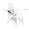 Dining Table and 2/4/6 Chairs Set Tempered Glass PVC Leather Rectangle White NEW