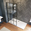 Walk In Black Grid Shower Enclosure Wet Room Screen 8mm Glass Panel 900x1850mm