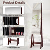LED Freestanding Mirror Jewelry Cabinet Makeup Vanity Armoire Coffee