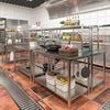 Stainless Steel Table with 2 Layer Top Shelf, Food Prep Workbench for Outdoor