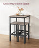 3 PCS Modern Breakfast Bar Dining Table and 2 Stools Set Metal Frame