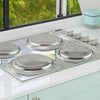 SET OF 4 SILVER STAINLESS STEEL METAL ELECTRIC COOKER HOB RING COVER COVERS LID