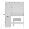 Dressing Table With Sliding LED Mirror Hidden Storage& Stool 3 Drawers Shelves