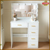 White Dressing VanityTable Makeup Desk with LED Mirror 5 Drawers Bedroom Dresser