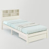 Single Bed Frame, White 3ft Wooden Storage Bed with Shelves and Underbed Drawer