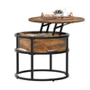 Modern Round Coffee Table with Lift Top & Hidden Storage, 60cm