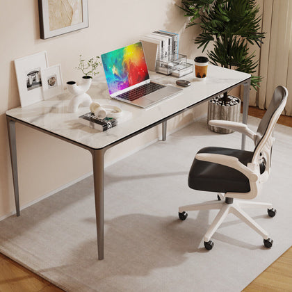 2 In 1 Marble Dining Table Heavy Duty Computer Work Desk Aluminium Alloy Frame
