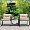 3 Pcs Outdoor Rocking Bistro Set PE Rattan Rocking Chair Set w/Cushion