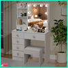 Vanity Dressing Table Set Makeup Desk with 3-Color LED Lighted Mirror 6 Drawers