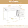 Industrial Styled Workstation Writing Table Computer Desk w/ 5 Drawers-White