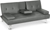 Sofa Bed Faux Leather with Cup Holders 2 Seater Click Clack Living Room Recliner
