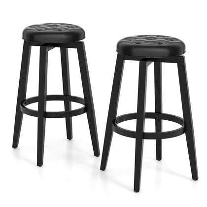 76CM Retro Kitchen Stools 360° Swivel Bar Stool Set of 2 Vintage Pub Stool Black