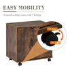 Brown Office Filing Cabinet Mobile Printer Stand File Drawers Wheels Wooden