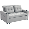 2 Seater Pull Out Sofa Bed with Pockets for Living Room Light Grey