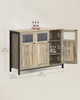 Sideboard Industrial Cabinet Storage 3 Door Glass Wood Steel Console Unit