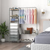 Heavy Duty Clothes Rack 3-Tier Open Shelves & 2-Tier Metal Shoe Rack w/ Drawers