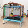 3-in-1 Kids Trampoline 6FT Rectangle Toddler Trampoline w/ Swing Horizontal Bar